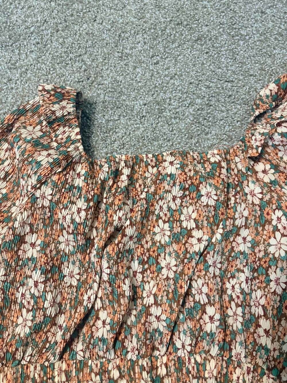 Hayden Los Angeles Boho Cottagecore Floral Smocked Peplum Blouse Plus Size 2XL - Picture 5 of 5